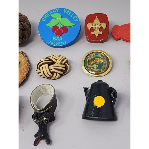 Vintage Variety Of Boy Scouts Memorabilia Lot Of 15 Neckerchief Slides - Picture 3 of 6